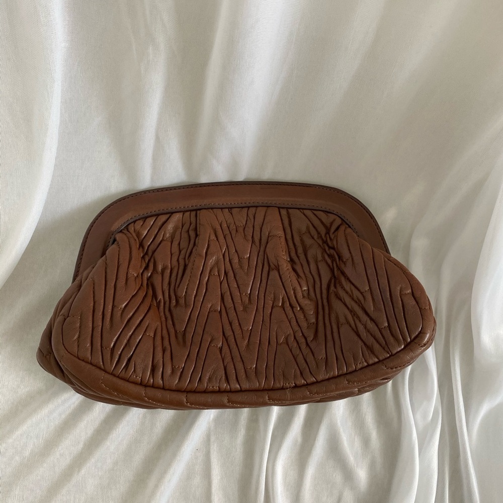 ✨PRADA✨Gathered Nappa Leather Evening Clutch - Picture 7 of 10